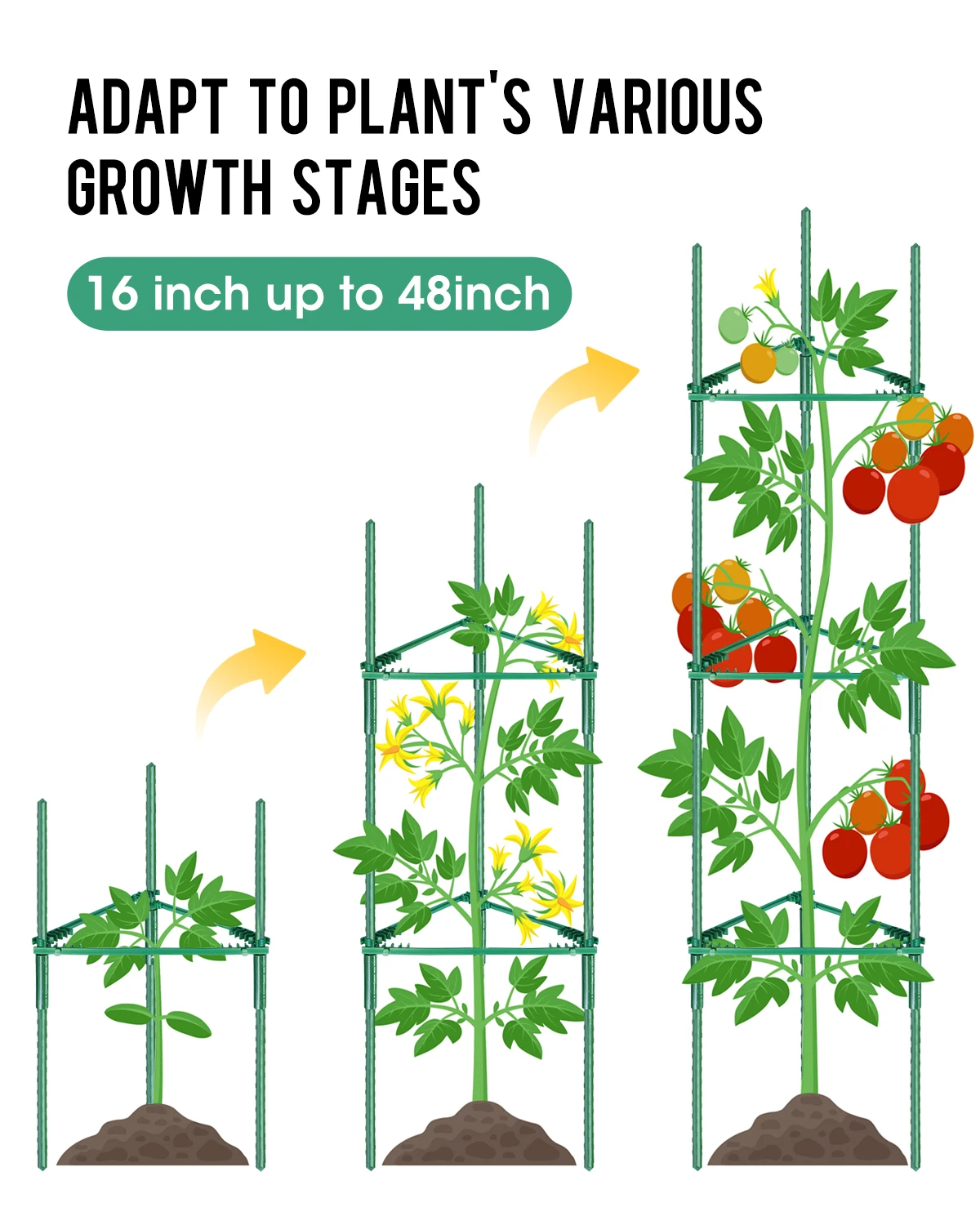 Adjustable DIY Triangular Garden Climbing Frame with 10 Clips and 1 Roll of Zip Ties for Plant Support