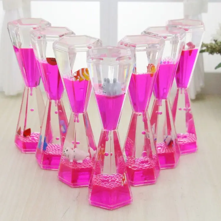 2023 Small Unique Reverse Flowing Liquid Oil Hourglass Timer Anxiety Stress Relief Toys
