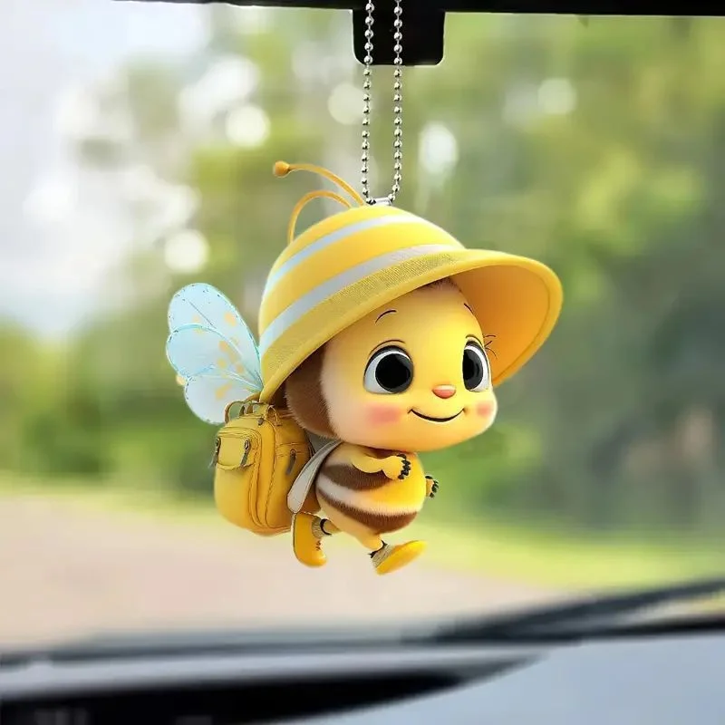 Acrylic Beehive Car Pendant Cute Flat Side Decal Resin Christmas Style Artificial Ornament