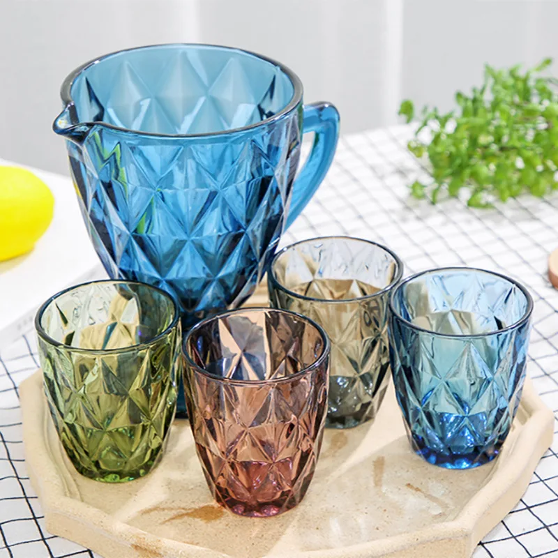 8 Oz 10 Oz Vintage Glass Cups Colored Water Wine Goblets Glassware European Style Whiskey Glass Retro Cup For Home Bar Party