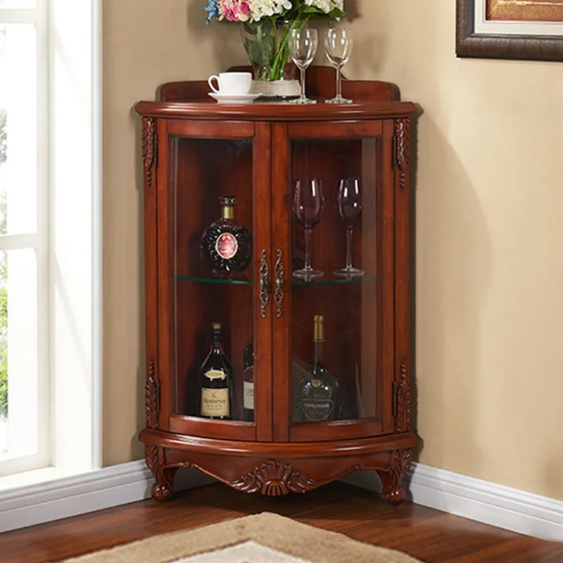 Hot selling home bar furniture corner wine cabinet  living room storage cabinet wooden corner home bar wine cabinet