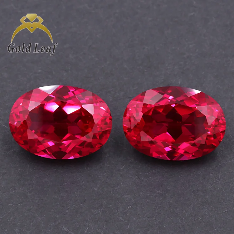 Goldleaf Jewelry Hot Sale Price Per Carat Synthetic Flux Lab Grown Ruby Stone Gemstone Oval Rose Jewelry Making Oval Cut 1 Piece