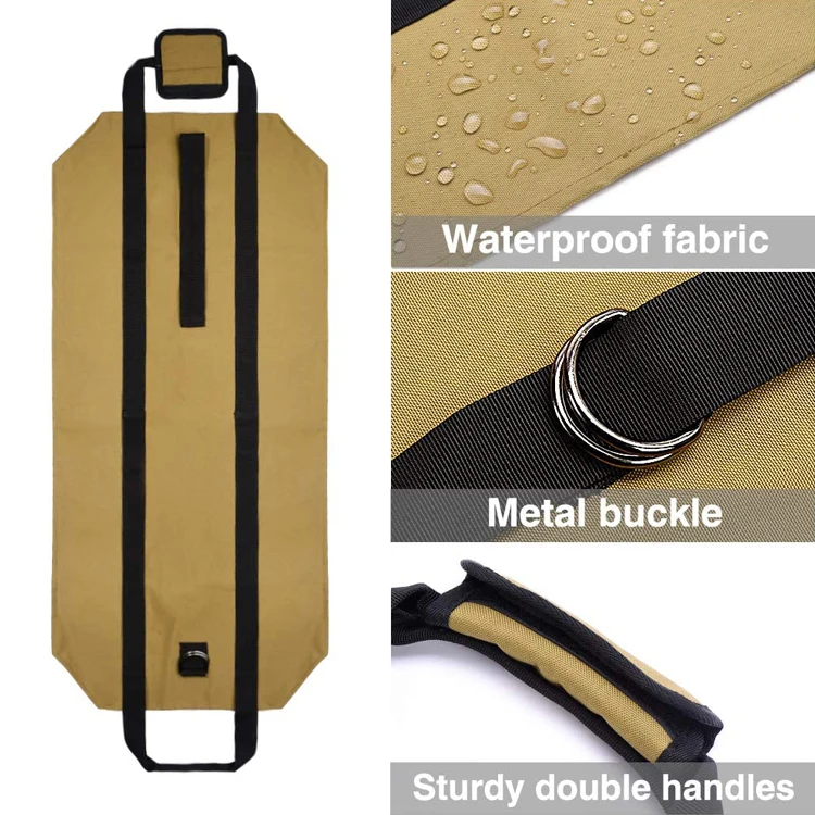 Outdoor durable fireplace stove accessories wood carrier firewood carrying bag waxed canvas log tote bag