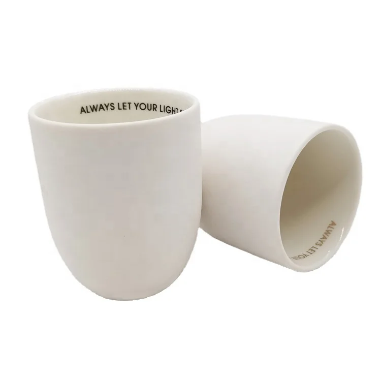 
Matte white clay candle jar with printing inside custom engraved ceramic candle jar 