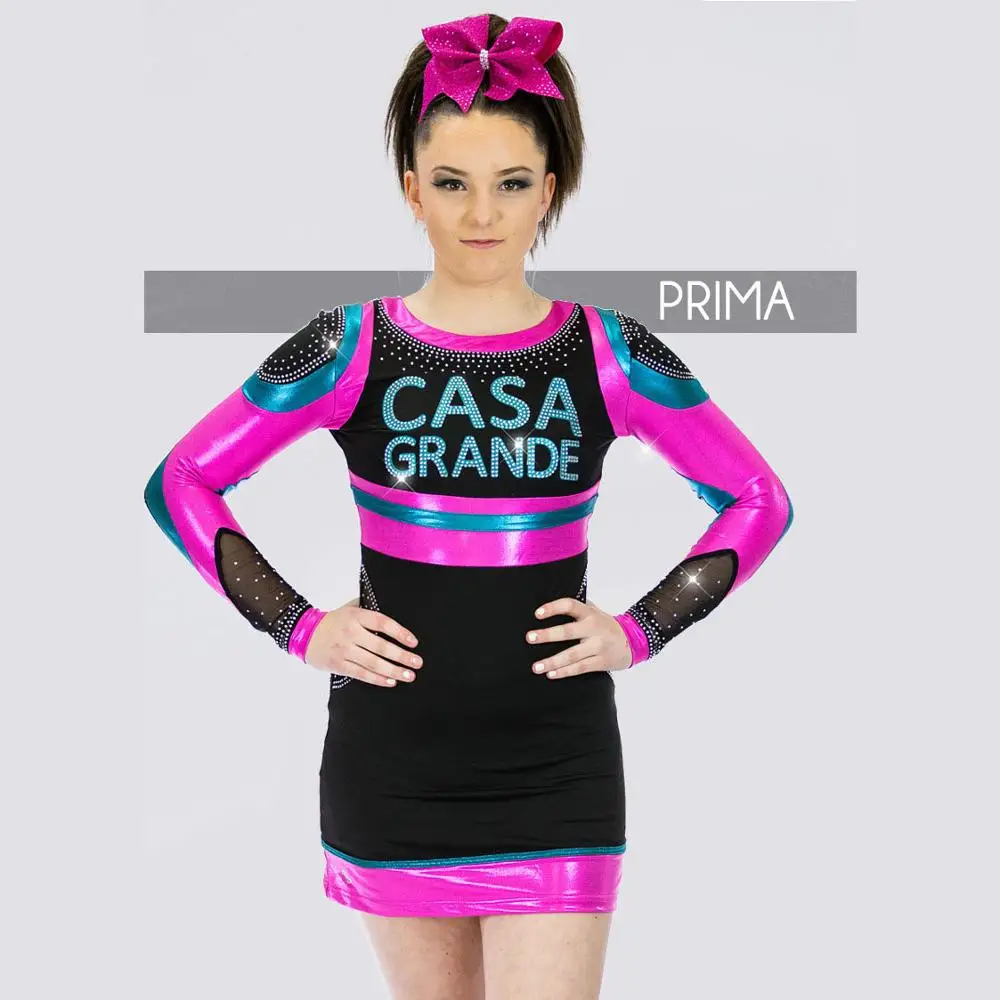 Glitter Spandex material youth girls cheer leading custom uniforms