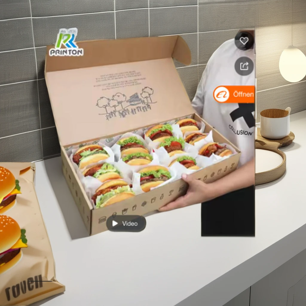 Hamburger French Fries Fried Chicken Wing Snacks Packaging Box Fast Food UV Advantage Paper Container for Sushi and Noodles