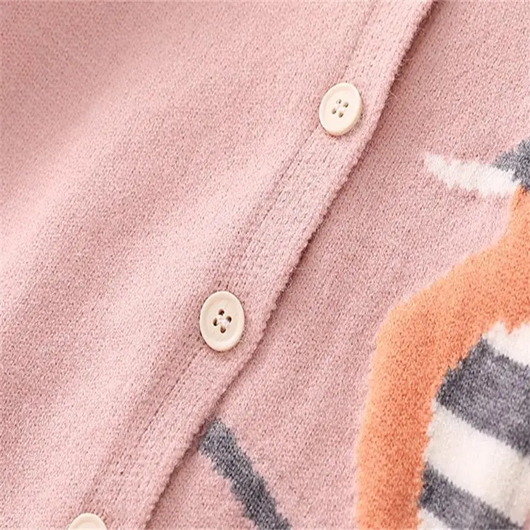 The new Korean cardigan cartoon girl knitted jacquard long sleeve sweater for children in autumn 2020