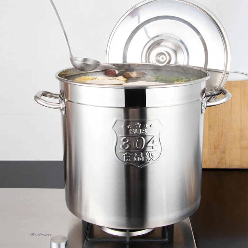Кастрюля из нержавеющей стали 304 под заказ, большие промышленные индукционные кастрюли, наборы посуды, кастрюли для супа и стока
