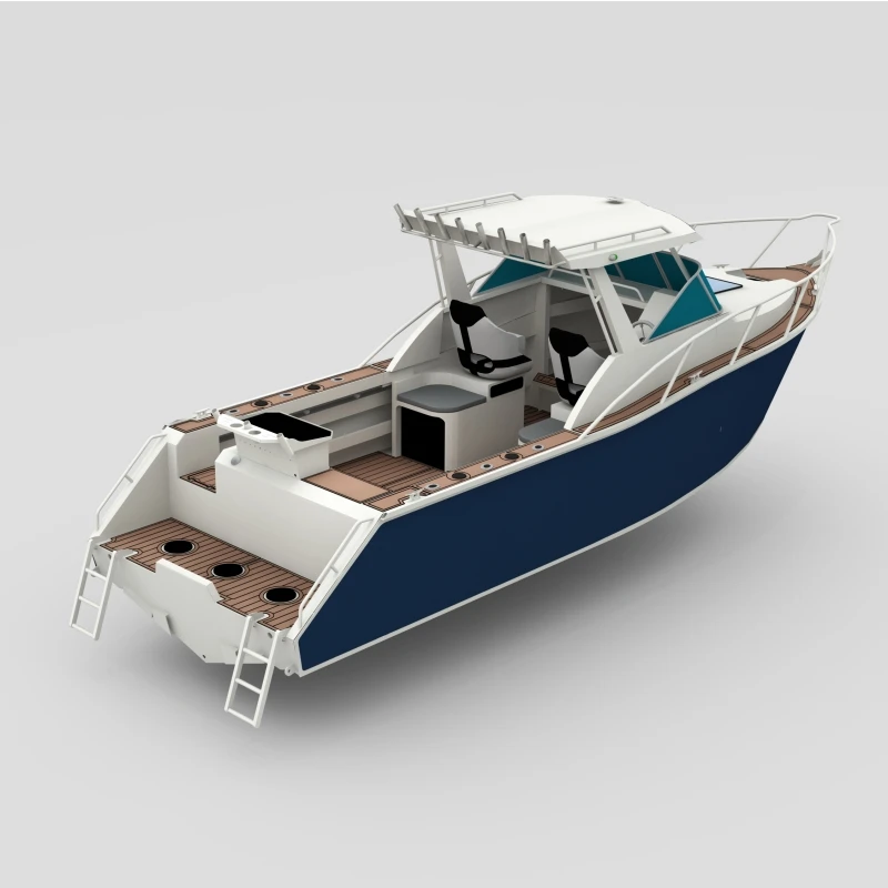 Half Windproof 7.5m Leisure High Speed Yacht Cuddy Cabin Aluminum Sport Fishing Boat for Sale