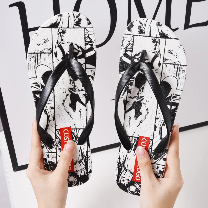 2022 полностью печатный Пользовательский логотип OEM производство тапочки мужские шлепанцы для пляжа