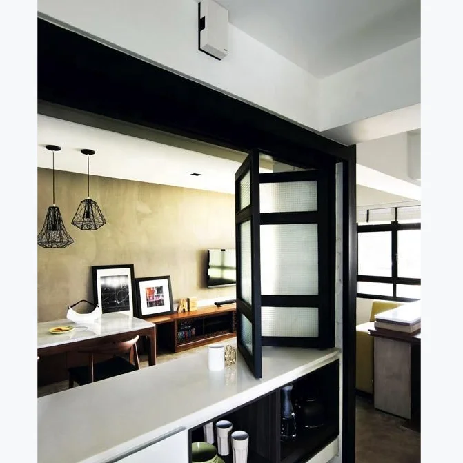 JBDhome European Frameless Balcony Aluminum Alloy Double Folding Window Sliding Vertical Glass Folding Aluminum Window