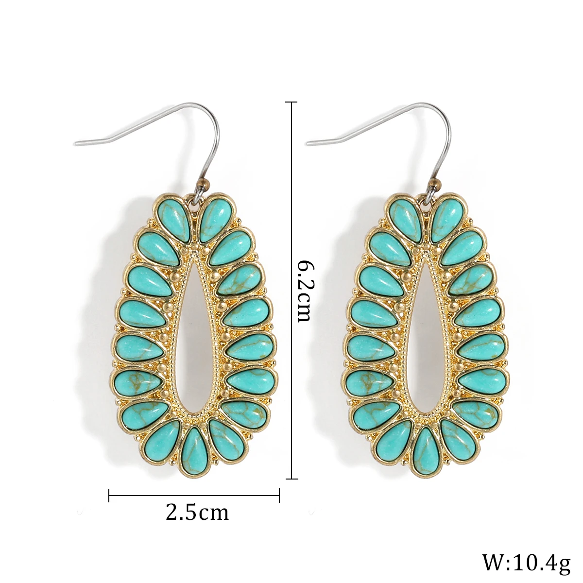 Pretty handmade 18k gold plated turquoise drop earrings water drop hook earrings for women