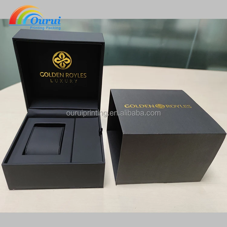 Black Luxury Pu Leather Watch Storage Packaging Gift Box Watch Box Custom Logo