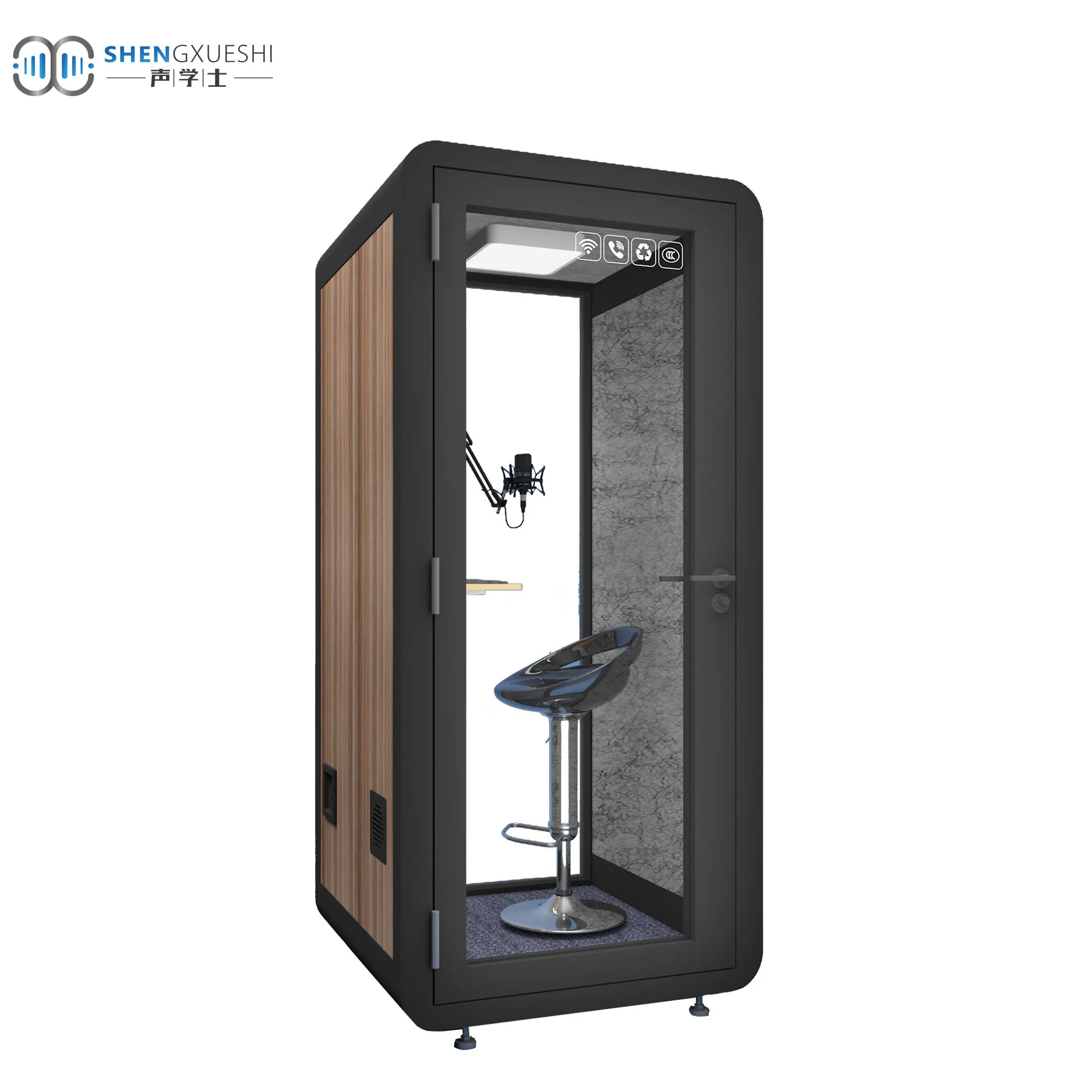 1.0X1.0X2.3M Wood Grain Eco-Friendly Pod Soundproof Mobile Recording Studio Booth Room Pod Single Room Office Pods