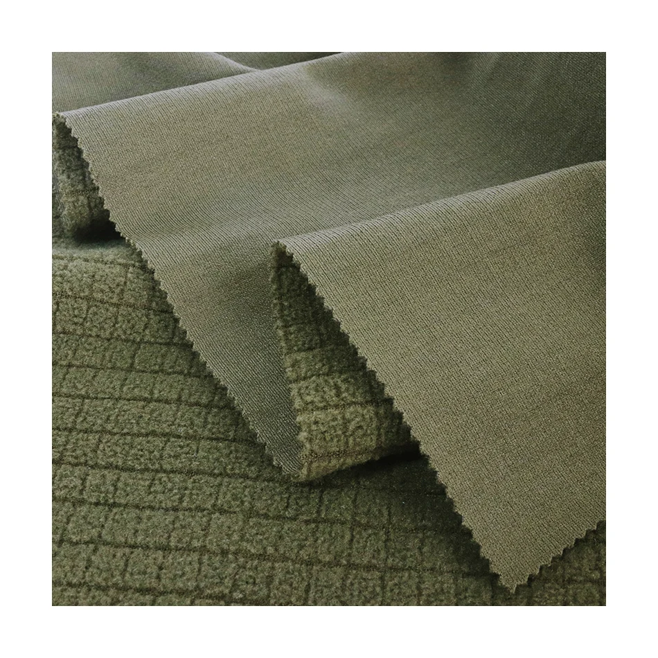 Polyester Spandex Single Waffle One Side Fleece Soft Stretch Elastic Circular Knit Fabric For Garment Sportswear Fitness