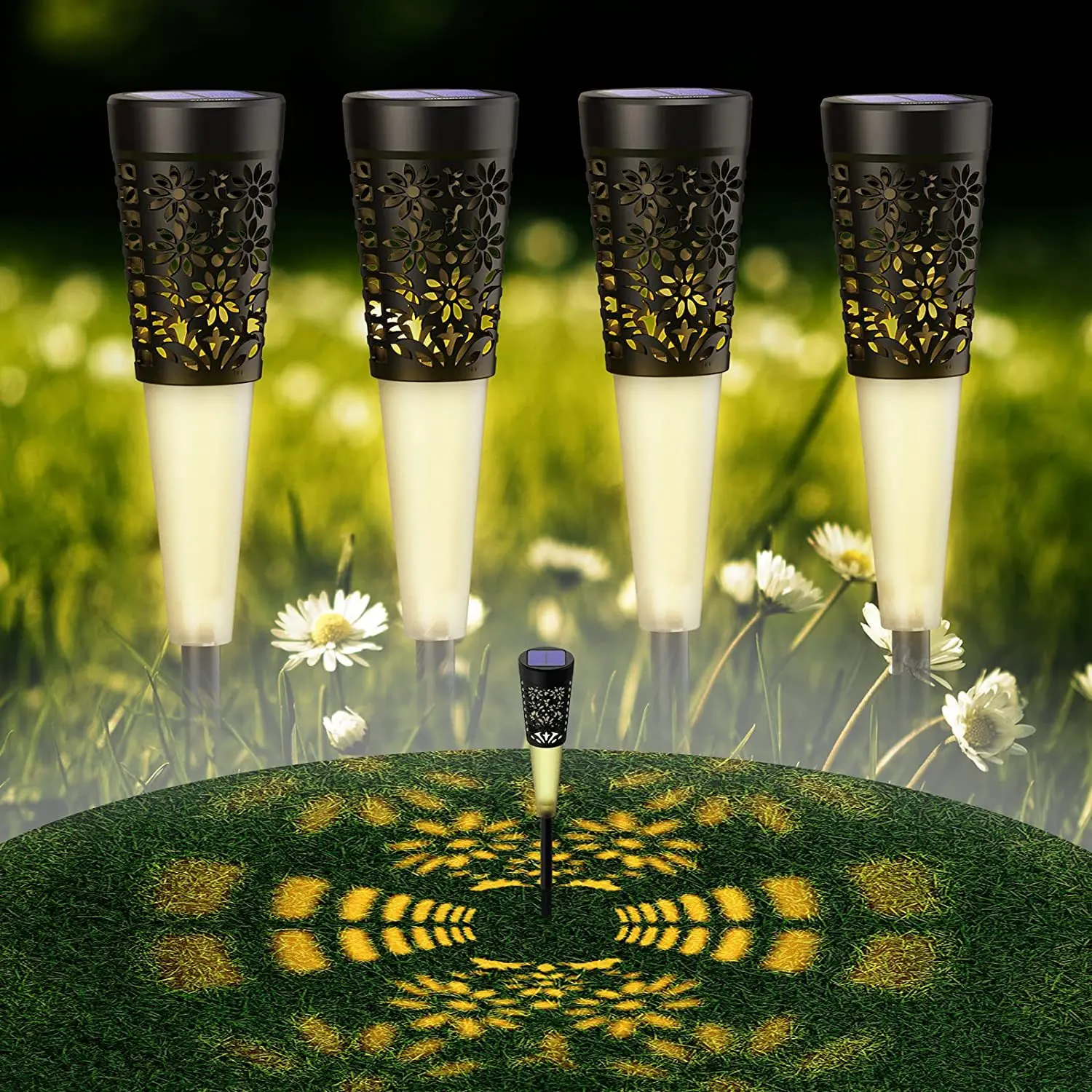 Amazon hot LED Solar pathway lawn lamp Folding outdoor courtyard waterproof floor deck lamp LED landscape decorative light