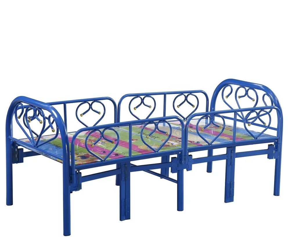 detachable baby kid metal bed children folding bed with guardrail metal canopy bed