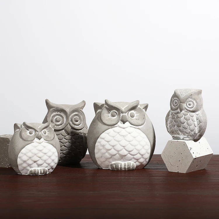 Недорогой ручной изогнутый подарок, украшения для дома, цементные садовые украшения в форме совы для отелей