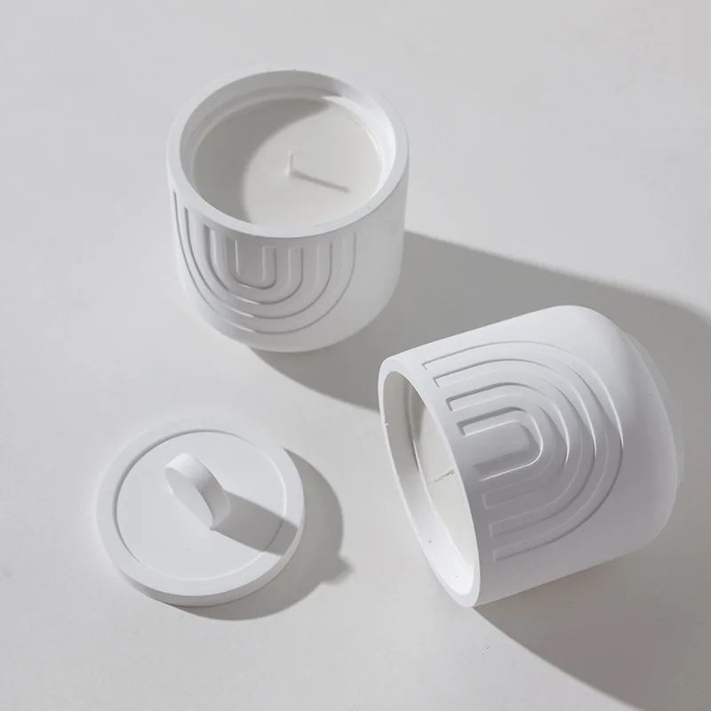 Sandalwood Scented Candle in Cement Ceramic Cup Religious Gift Box for Bedroom Living Room Decoration Fall Season Gift