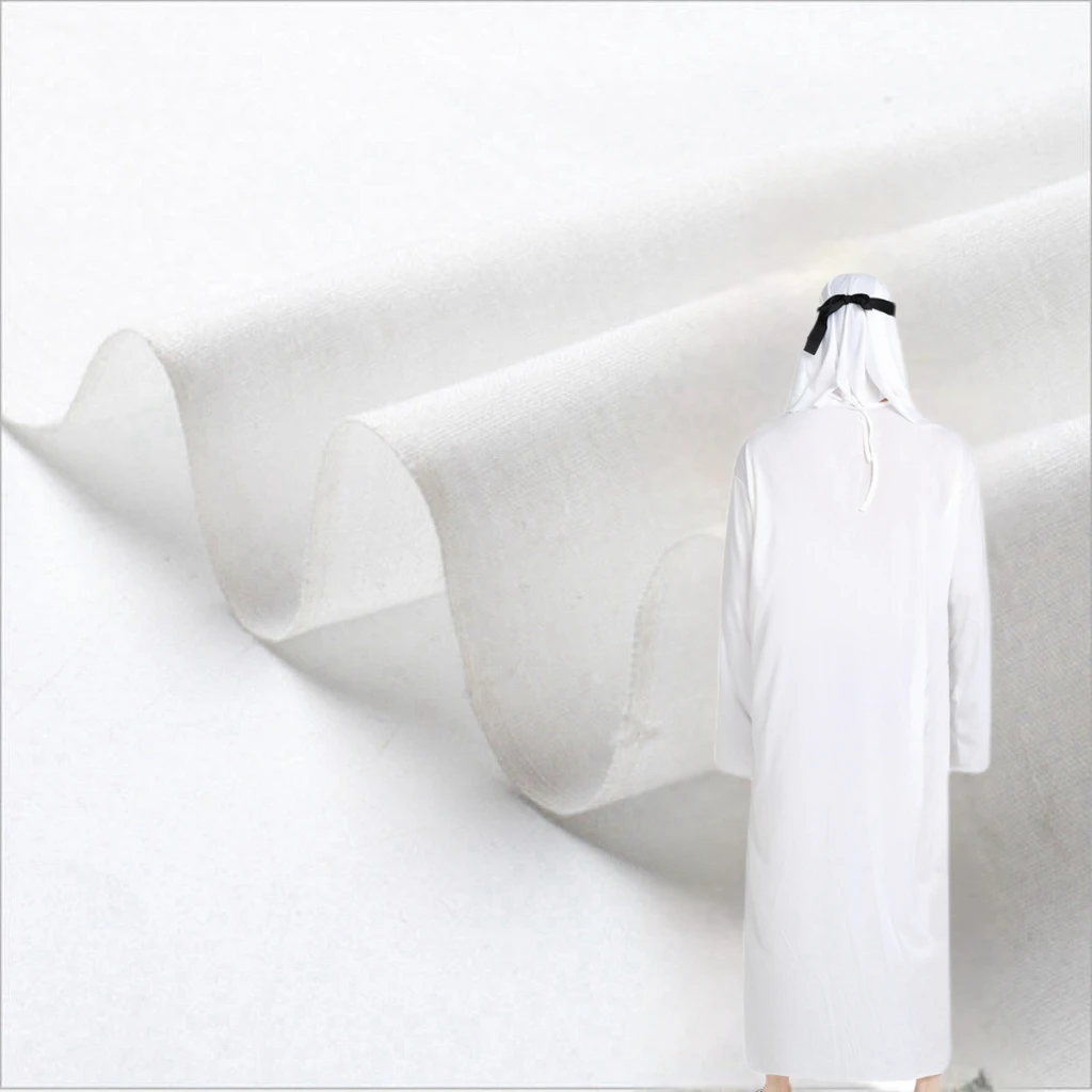 45*45 133*72 100 Woven Plain White Men Arabian Robe Saudi Thobe Muslim Spun Polyester Fabric Toyobo Arab Thobe Fabric