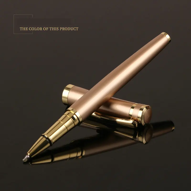 Single Silver Golden Trim Excellent Gifts High Quality Souvenir Signature Pen Full Metal Luxury Roller Ball Rollball Pens