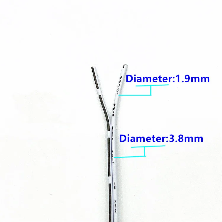 2468 20AWG 2-core White Dual-parallel 0.5m2 Power cable OD:1.9 x 3.8mm parallel cables