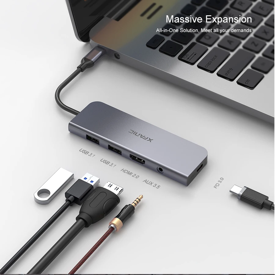 Высококачественный USB Type C адаптер концентратор 4K 30 Гц на HDMI 3.0 AUX 3 0 конвертер док-станция 5 в 1
