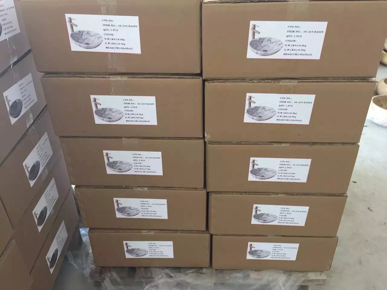 Popular Round Artificial terrazzo stone Black wash basin Art Basins Bathroom Handmade Counter Top Concrete Cement Wash Basin