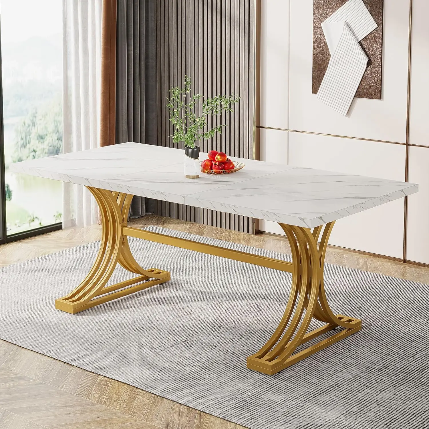 Luxury dinning room furniture modern rectangular faux marble Table top for dining room kitchen hotel