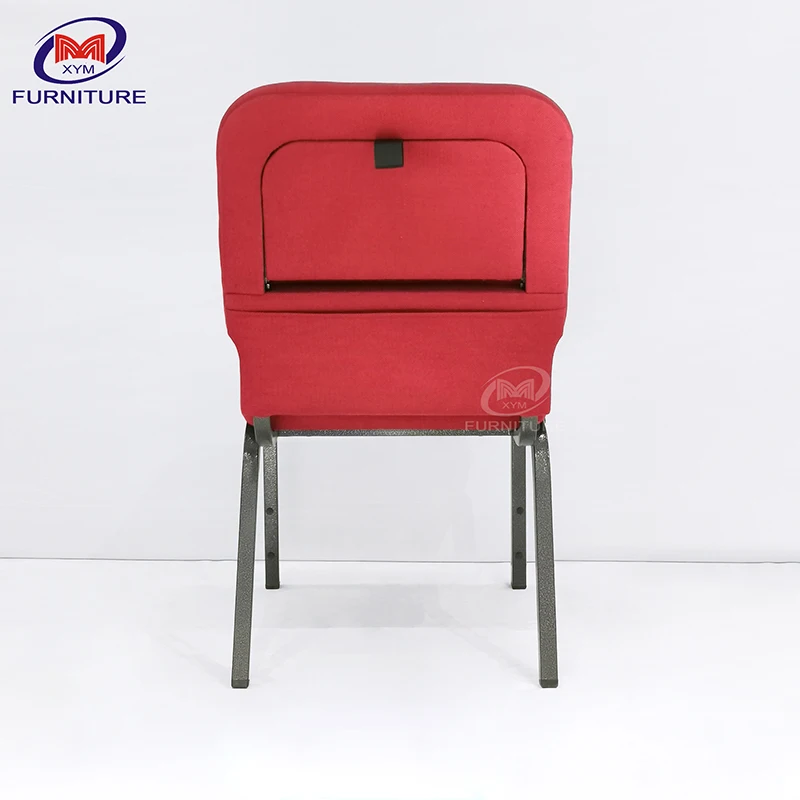 Banquet Theater Chair Padded Stackable Red Metal Conference Interlocking Church Chairs With Storage for Auditorium