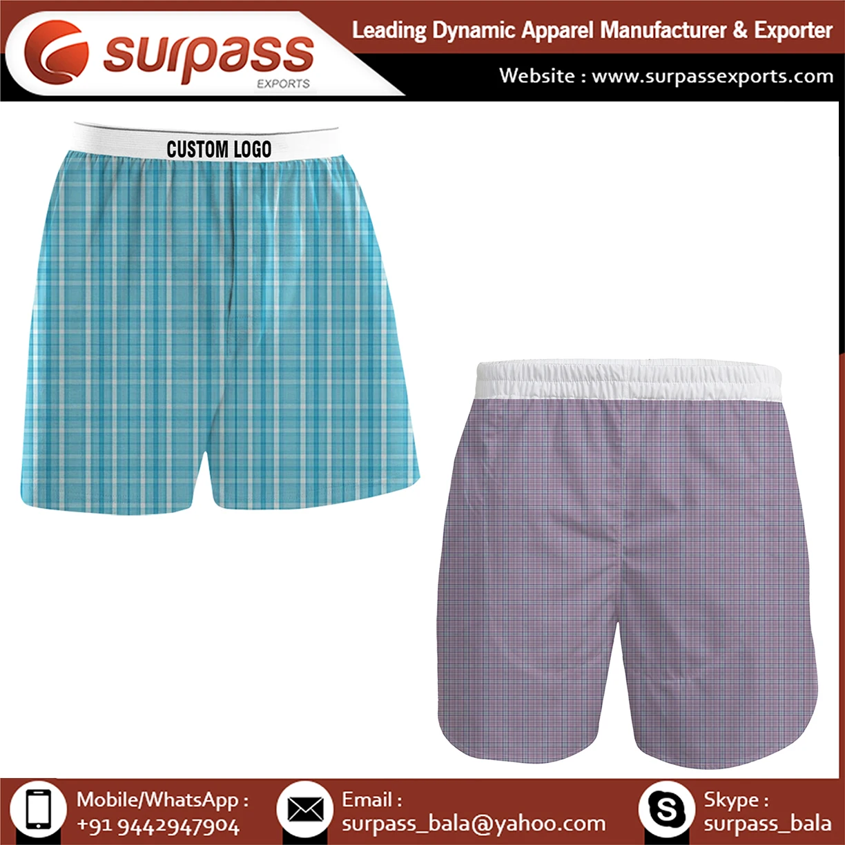 Pure cotton mens brief shorts in customized design