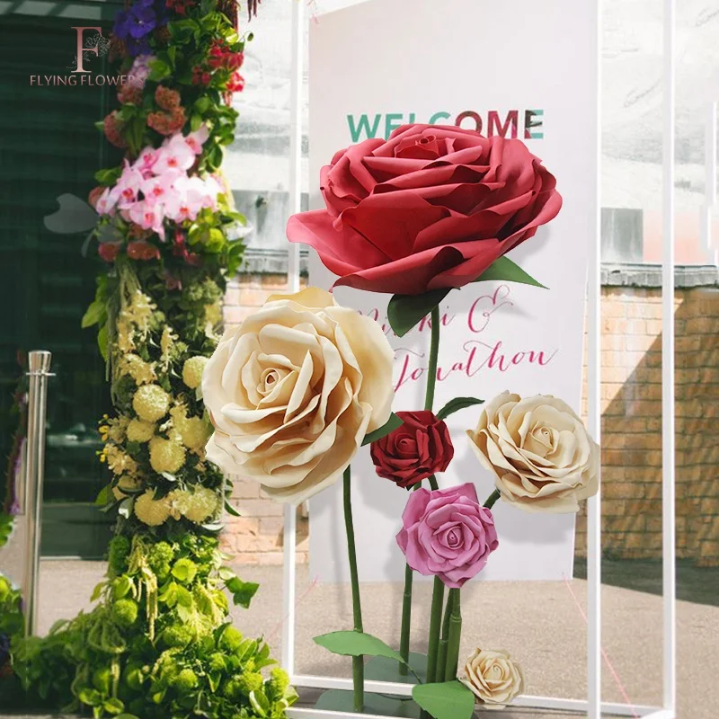 New China handmade high quality decorative giant foam paper flowers for wedding party decoration
