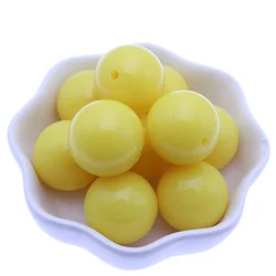 Beautiful Yellow Color Round Spacer Solid Fashion Chunky Plastic Beads For Kawaii Necklace