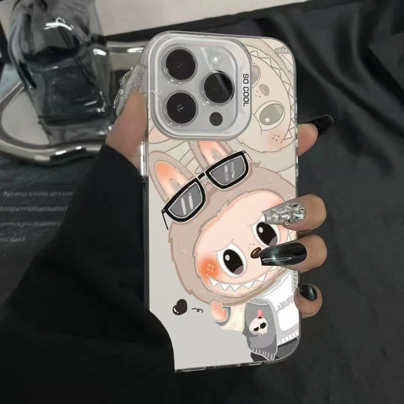 Hot sale Cartoon Sunglasses Labubu phone case For iPhone 15 Pro Max 14 13 12 11 shockproof hard shell Cover