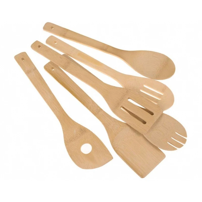 6 Pieces olive wooden kitchen spatula spoon cooking tools wooden spoon set for kitchen