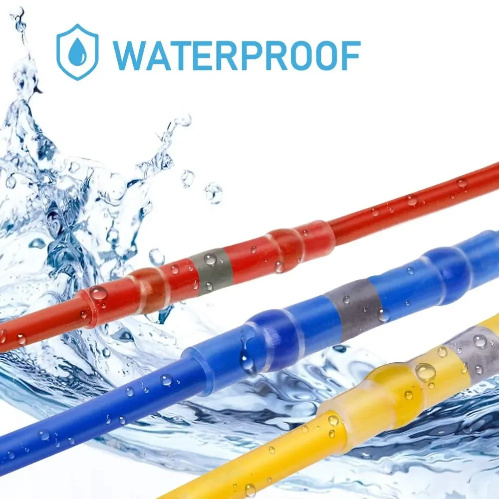 300pcs Waterproof Solder Seal Wire Connectors Heat Shrink Solder Butt Connectors Solder Terminals Kit Automotive Marine Insulate