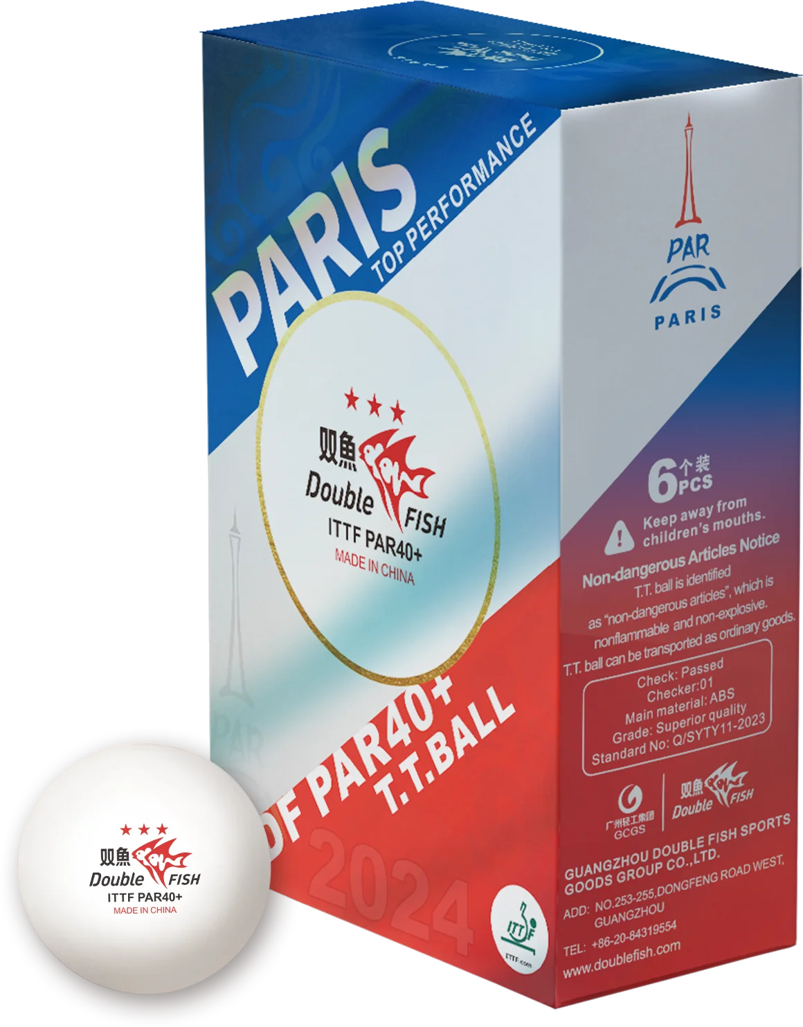 Paris Double Fish ABS Material 3 star  Ping Pong Balls 40mm V40+ Durable Table Tennis Balls with ITTF Approve