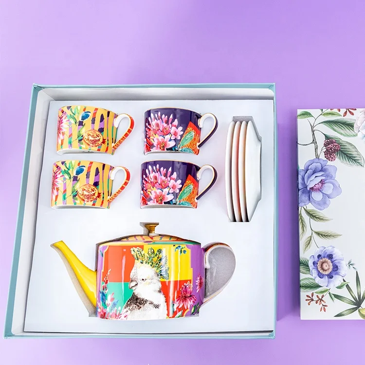 wholesale decals  bone china dinnerware ceramic afternoon tea pot set coffee shop cup&saucer sets for airline  home restaurant