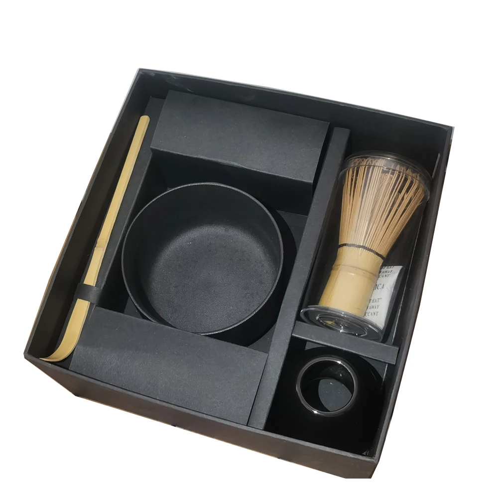 Matcha Gift Set Traditional Ceramic Matcha Bowl and Bamboo Whisk with Customized Logo Matcha Tea Set