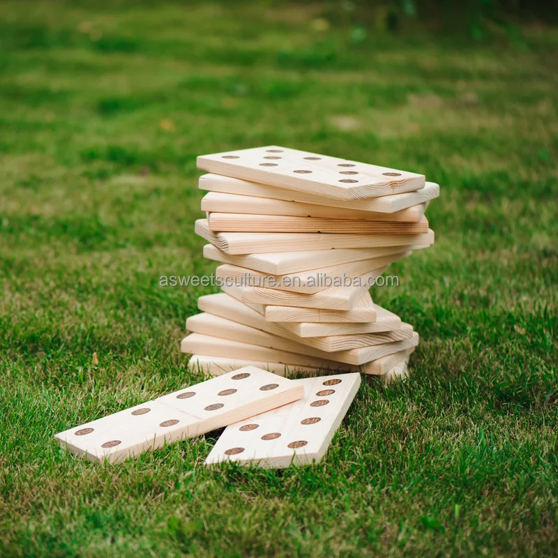 Asweets 2023 Outdoor Wooden Custom educational toys Domino Set 28Pcs Blocks Big Domino run Toys For Kdis