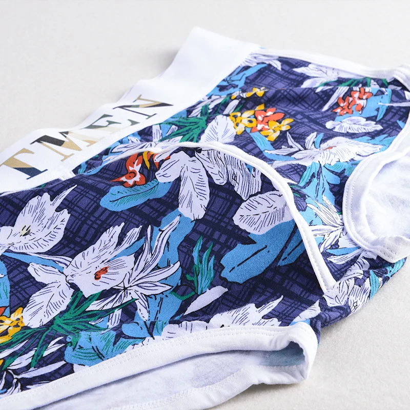 Men Boxers Trunks Custom Boxershorts Briefs Boxer 95% Cotton Brief Printed Para Ninos Flower Underpants Underwear