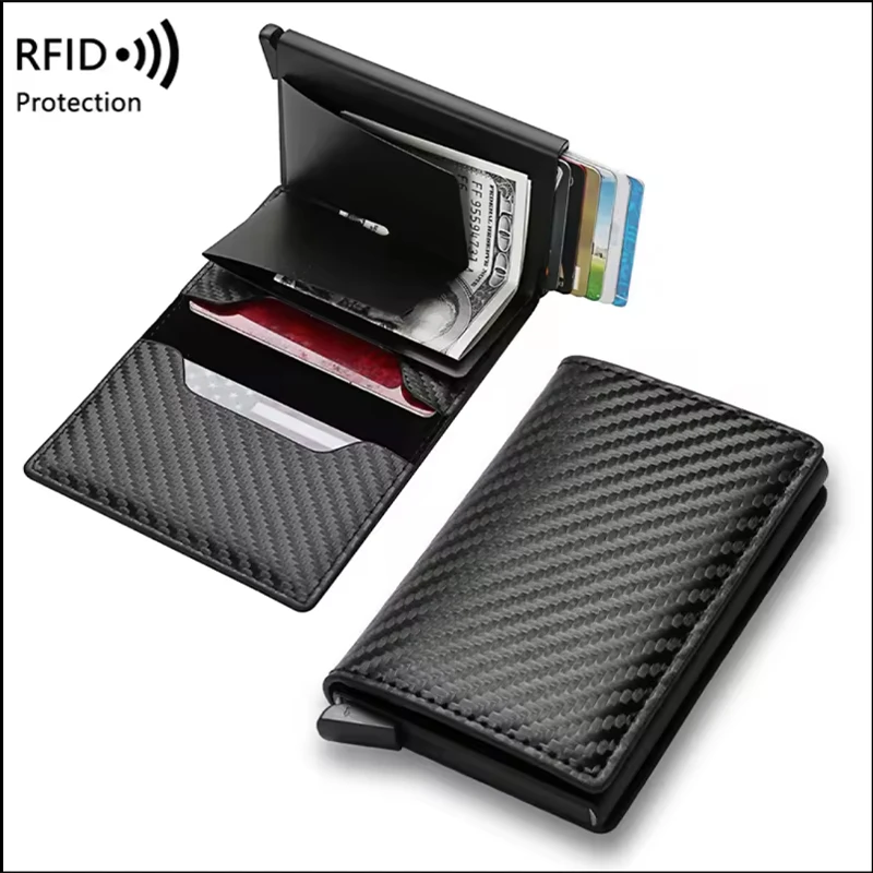 Pu Leather Money Clip Smart Wallet Automatic Pop-Up Card Holder Western Real Leather Womens Leather Purse