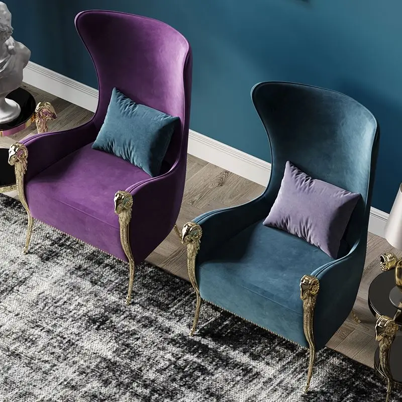 Luxury Living Room Vanity Chair Bedroom Restaurant Furniture Set Wingback Velvet Accent Arm Chair