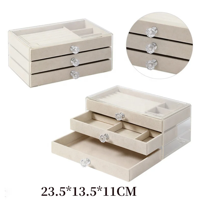 Wholesale price sales spot inventory acrylic selling jewelry three-layer storage box