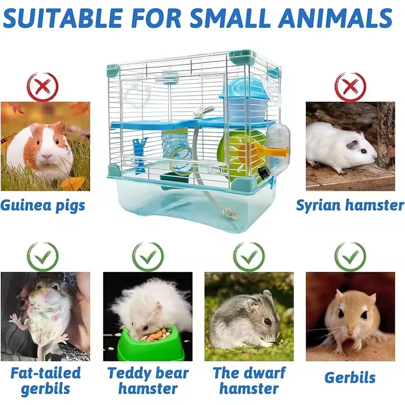 Joysing Portable Pet Cage Hamster Castle Hamster Cage With Water Bottle, Play Tube House