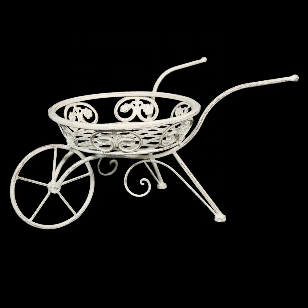 Buy Wholesale Price Vintage Antique White Bicycle Wrought Iron Planter Stand