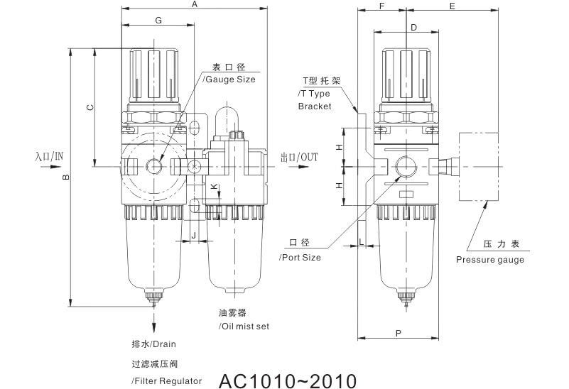  XMC AC1010-M5 Мини Пневматический комплект f. R.l регулятор давления воздушного фильтра и масляный