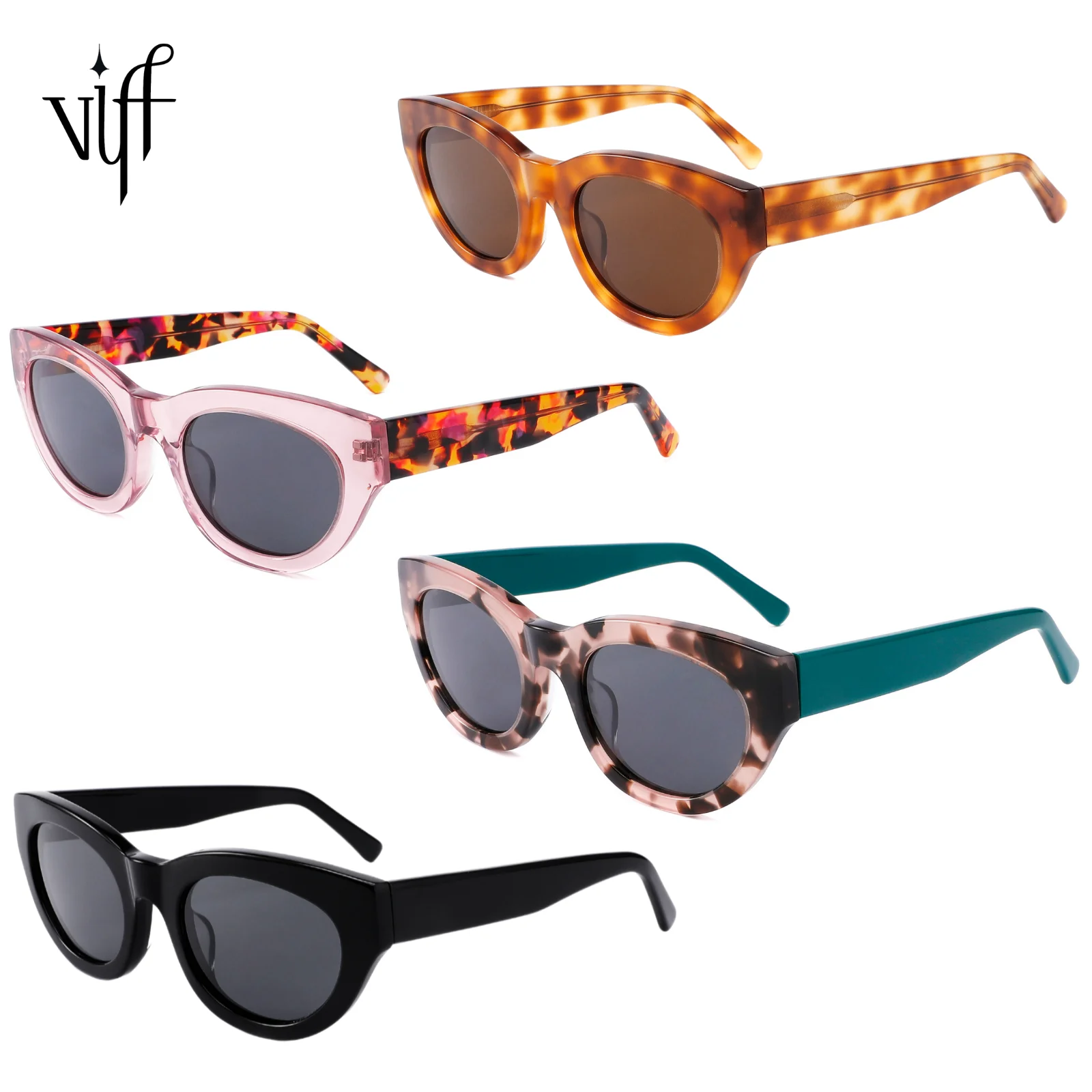VIFF FG1231 China Wholesale Round Women Acetate Sunglass Luxury Sun Glasses Fashion Shades Sunglasses