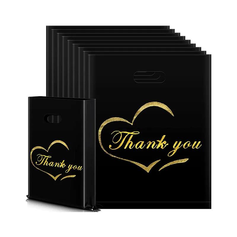 Wholesale 2 Mils Thick Ldpe Thank You Shopping Bag Plastic Die Cut Handle Carry Bag For Gift Craft