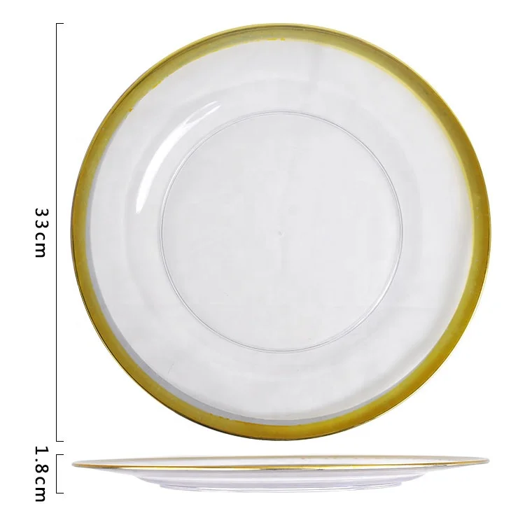 Wholesale transparent plastic clear dinner charger plates for wedding event party decoration